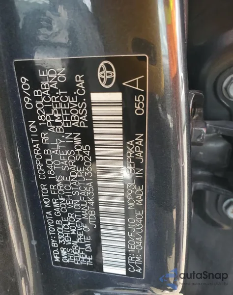 2010 Toyota Yaris z USA, uszkodzony, nr VIN JTDBT4K35A1360245